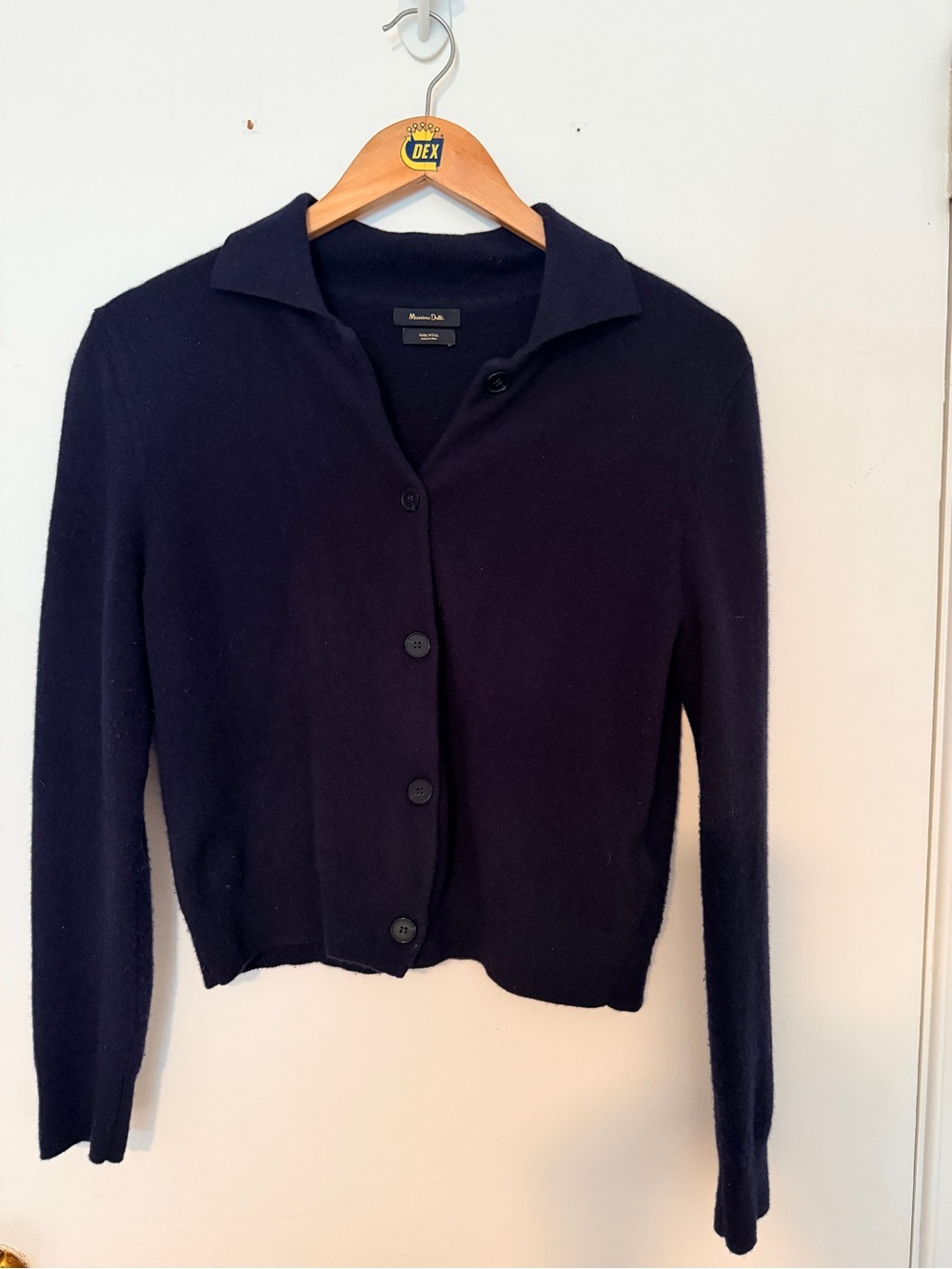 Massimo Dutti Navy Collared Button-Down Cardigan - Picture 2 of 5